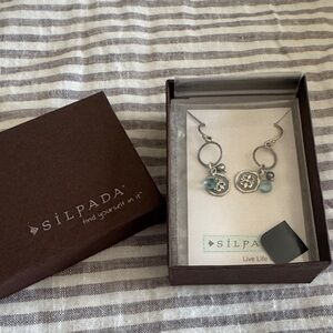 Silpada Floral Silver Earrings with Blue Accents